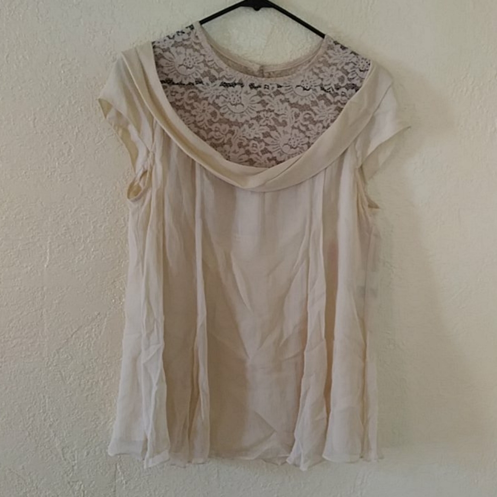 Nwot Nanette Lepore Lace Silk Chiffon Top
